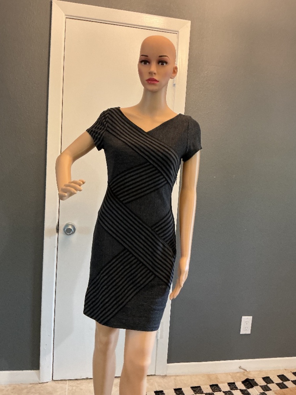 BCBG MaxAzria Dress Black Grey stripe S
